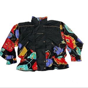 Vintage Clipper Bay Women’s Colorful Button Down Jacket Size M